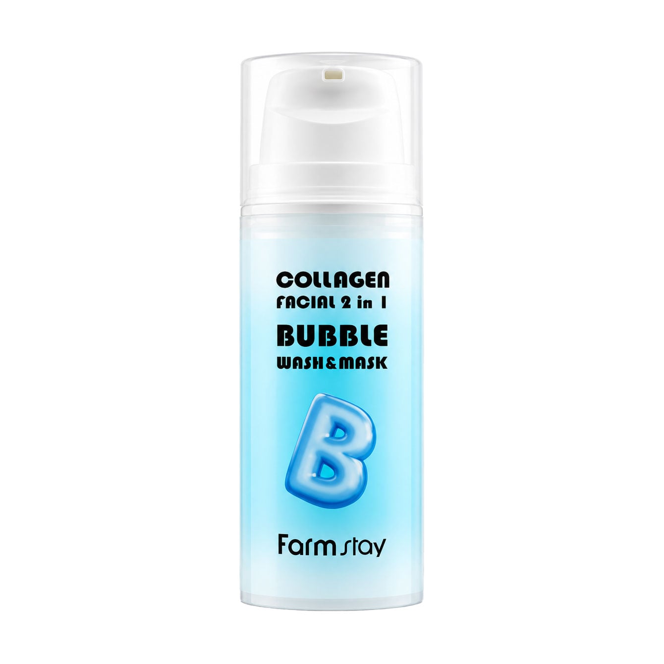 Бульбашковий засіб-маска для вмивання FarmStay Collagen Facial 2 In 1 Bubble Wash &amp; Mask з колагеном, 100 мл